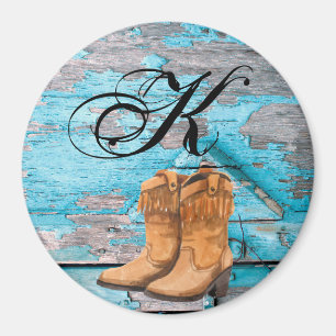 Personalised Magnet Blue Wood Barn Door Boots Coun