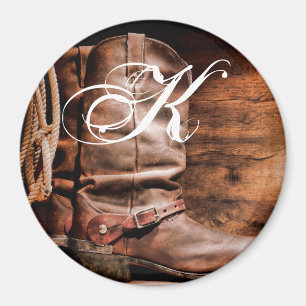 Personalised Magnet Cowboy Boots Barn Wood Rustic