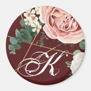 Personalised Magnet Geometric Garden Rose Wine