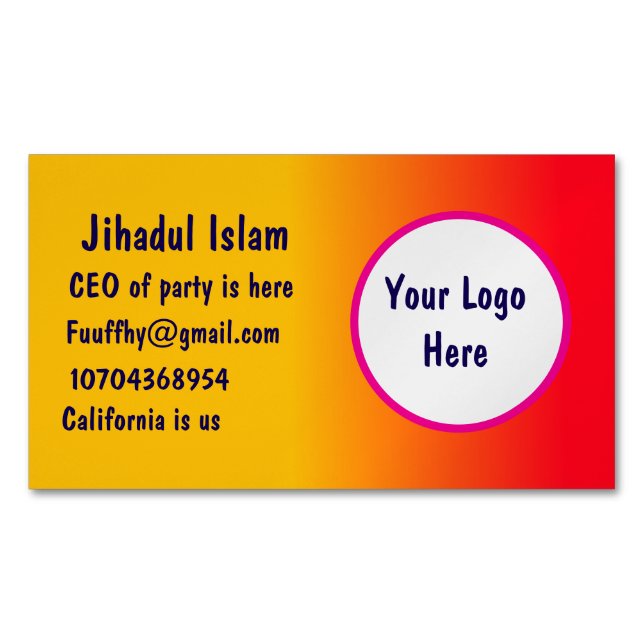 Personalised  	Magnetic business card (Front)