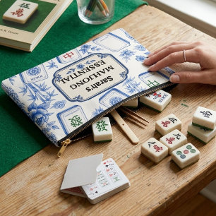 Personalised Mahjong Accessory Pouch – Custom Blue