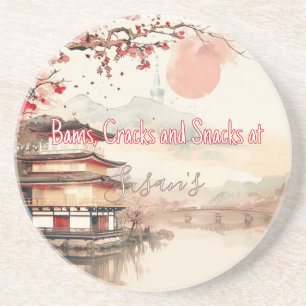 Personalised Mahjong Bams Cracks and Snacks Japan Coaster