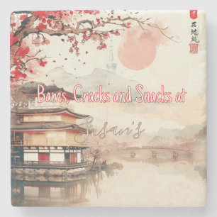 Personalised Mahjong Bams Cracks and Snacks Japan Stone Coaster
