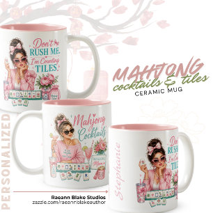 Personalised Mahjong Cocktails & Tiles Ceramic Mug