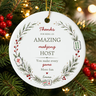 Personalised Mahjong Host Thank You Gift Ceramic Ornament