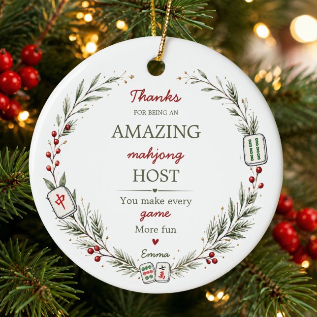 Personalised Mahjong Host Thank You Gift Ceramic Ornament (Creator Uploaded)