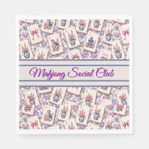 Personalised Mahjong Pink And Blue Napkin