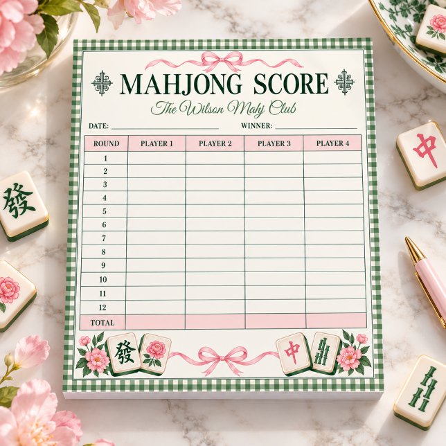 Personalised Mahjong Score Sheet Notepad (Personalized Mahjong Score Sheet Notepad
)