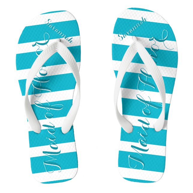 Personalised Maid of Honour Aqua or Any Colour Thongs (Footbed)