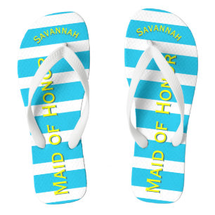 Personalised Maid of Honour Aqua Yellow Any Colour Thongs