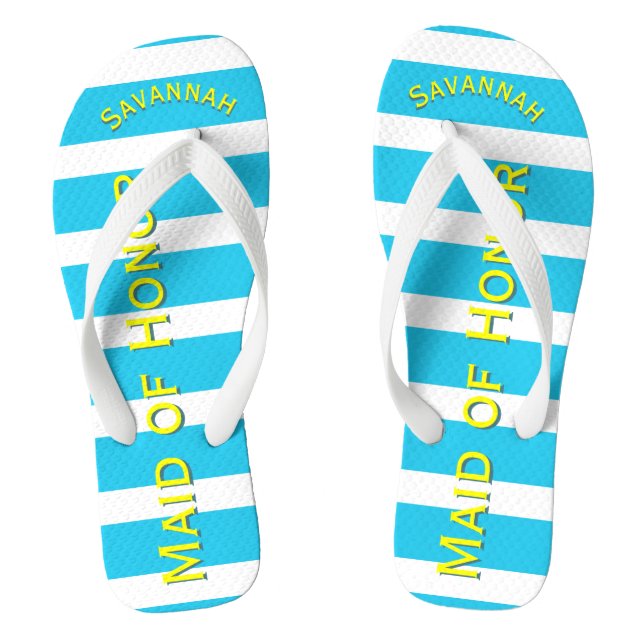 Personalised Maid of Honour Aqua Yellow Any Colour Thongs (Footbed)