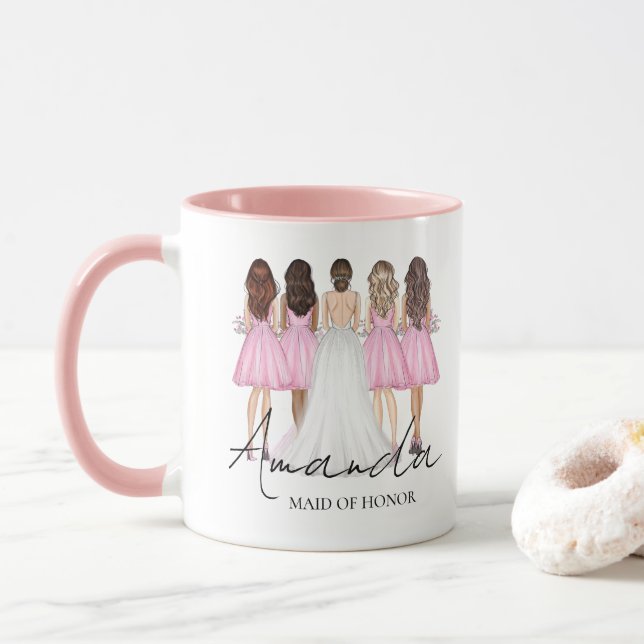 Personalised Maid Of Honour Custom Name Gift Mug (With Donut)