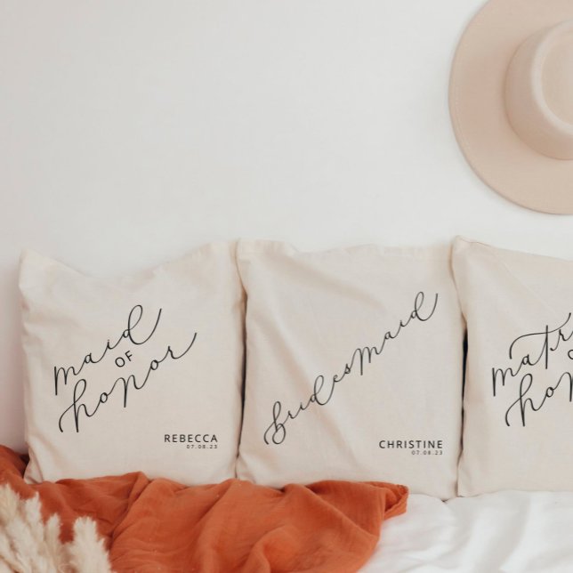 Personalised Maid of Honour Cute Script Tote Bag (Creator Uploaded)