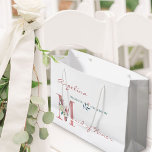 Personalised Maid of Honour Floral Letter Thank Yo Large Gift Bag<br><div class="desc">Personalised wedding gift bag for your maid of honour. This elegant floral design is lettered in shades of dusty rose pink, hunter green and ivory. It features a pink glitter "M", embellished with a pink and ivory bouquet of watercolor flowers and foliage. The template is set up for you to...</div>