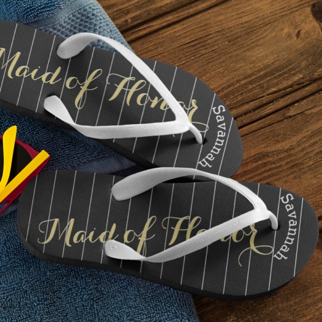 Personalised Maid of Honour Golden Yellow Thongs (Creator Uploaded)