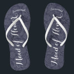 Personalised Maid of Honour Navyor Any Colour Thongs<br><div class="desc">Navy and White Damask Pattern - Change to Any Colour by clicking customise. And say anything you want. Make these one of a kind flip flops that have YOUR message on them. Be the talk of the beach! Personalised with your name or whatever and title or your text here. You...</div>
