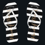 Personalised Maid of Honour or Any Colour Thongs<br><div class="desc">Blush Pink, Black and White Stripes Pattern - Change to Any Colour by clicking customise. And say anything you want. Make these one of a kind flip flops that have YOUR message on them. Be the talk of the beach! Personalised with your name or whatever and title or your text...</div>