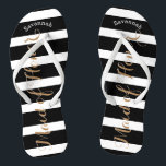 Personalised Maid of Honour or Any Colour Thongs<br><div class="desc">Blush Pink, Black and White Stripes Pattern - Change to Any Colour by clicking customise. And say anything you want. Make these one of a kind flip flops that have YOUR message on them. Be the talk of the beach! Personalised with your name or whatever and title or your text...</div>