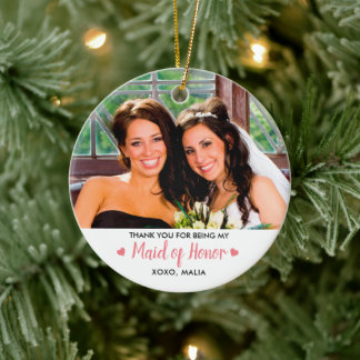 Personalised Maid Of Honour Photo Keepsake Ceramic Ornament
