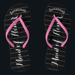Personalised Maid of Honour PINK or Any Colour Thongs<br><div class="desc">White and Black Stripes Pattern - Change to Any Colour by clicking customise. And say anything you want. Make these one of a kind flip flops that have YOUR message on them. Be the talk of the beach! Personalised with your name or whatever and title or your text here. You...</div>