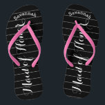 Personalised Maid of Honour PINK or Any Colour Thongs<br><div class="desc">White and Black Stripes Pattern - Change to Any Colour by clicking customise. And say anything you want. Make these one of a kind flip flops that have YOUR message on them. Be the talk of the beach! Personalised with your name or whatever and title or your text here. You...</div>