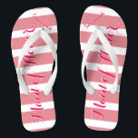 Personalised Maid of Honour Pink or Any Colour Thongs<br><div class="desc">Pink Stripes Pattern - Change to Any Colour by clicking customise. And say anything you want. Make these one of a kind flip flops that have YOUR message on them. Be the talk of the beach! bridesmaids, bachelorette party, seaside tropical coastal shoreline, ocean cruise beach , wedding party gifts, destination...</div>