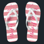 Personalised Maid of Honour Pink or Any Colour Thongs<br><div class="desc">Pink Stripes Pattern - Change to Any Colour by clicking customise. And say anything you want. Make these one of a kind flip flops that have YOUR message on them. Be the talk of the beach! bridesmaids, bachelorette party, seaside tropical coastal shoreline, ocean cruise beach , wedding party gifts, destination...</div>