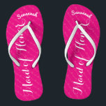 Personalised Maid of Honour Pink or Any Colour Thongs<br><div class="desc">Magenta Pink and White Stripes Pattern - Change to Any Colour by clicking customise. And say anything you want. Make these one of a kind flip flops that have YOUR message on them. Be the talk of the beach! Personalised with your name or whatever and title or your text here....</div>