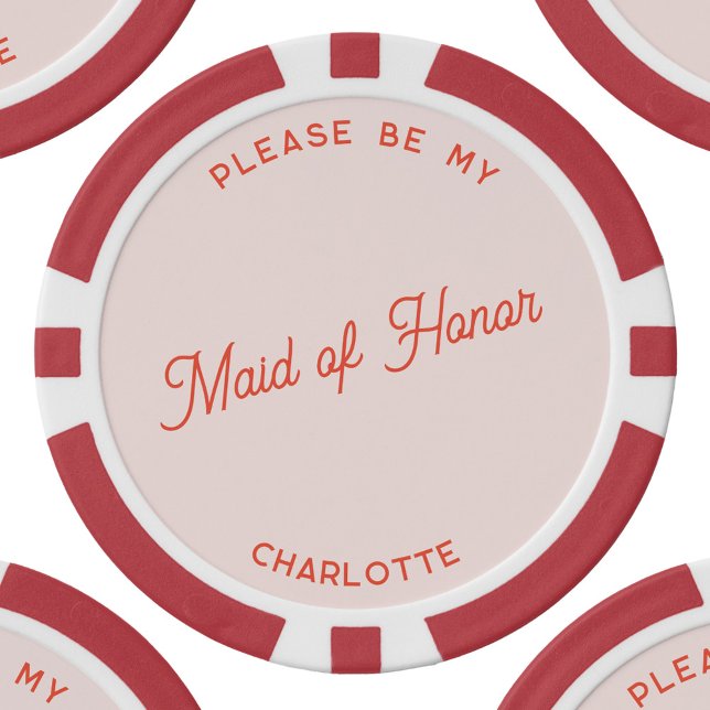 Personalised Maid of Honour Proposal Poker Chips (Personalized Maid of Honor proposal blush pink poker chip)