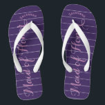Personalised Maid of Honour Purple or Any Colour Thongs<br><div class="desc">Purple and Lavender Lilac Stripes Pattern - Change to Any Colour by clicking customise. And say anything you want. Make these one of a kind flip flops that have YOUR message on them. Be the talk of the beach! bridesmaids, bachelorette party, seaside tropical coastal shoreline, ocean cruise beach , wedding...</div>