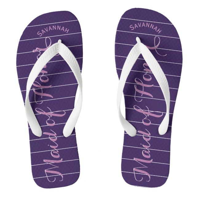 Personalised Maid of Honour Purple or Any Colour Thongs (Footbed)