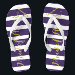 Personalised Maid of Honour Purple Yellow Any Colo Thongs<br><div class="desc">Rich Gold and Twilight Purple Wedding Party Flip Flops Bride,  Bridesmaid or Maid of Honour.  Even for the guys,  Groom,  Best Man and Groomsman Flipflops.</div>