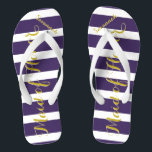 Personalised Maid of Honour Purple Yellow Any Colo Thongs<br><div class="desc">Rich Gold and Twilight Purple Wedding Party Flip Flops Bride,  Bridesmaid or Maid of Honour.  Even for the guys,  Groom,  Best Man and Groomsman Flipflops.</div>