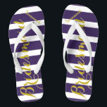 Personalised Maid of Honour Purple Yellow Any Colo Thongs<br><div class="desc">Rich Gold and Twilight Purple Wedding Party Flip Flops Bride,  Bridesmaid or Maid of Honour.  Even for the guys,  Groom,  Best Man and Groomsman Flipflops.</div>