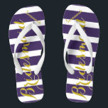 Personalised Maid of Honour Purple Yellow Any Colo Thongs<br><div class="desc">Rich Gold and Twilight Purple Wedding Party Flip Flops Bride,  Bridesmaid or Maid of Honour.  Even for the guys,  Groom,  Best Man and Groomsman Flipflops.</div>