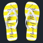 Personalised Maid of Honour Purple Yellow Any Colo Thongs<br><div class="desc">Yellow and Purple Plum Stripes Pattern - Change to Any Colour by clicking customise. And say anything you want.  Make these one of a kind flip flops that have YOUR message on them.  Be the talk of the beach!</div>
