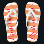 Personalised Maid of Honour Red and Coral Thongs<br><div class="desc">Personalised Red and Coral Orange Sherbert Stripes Pattern - Change to Any Colour by clicking customise. And say anything you want.  Make these one of a kind flip flops that have YOUR message on them.  Be the talk of the beach!</div>