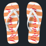 Personalised Maid of Honour Red and Coral Thongs<br><div class="desc">Personalised Red and Coral Orange Sherbert Stripes Pattern - Change to Any Colour by clicking customise. And say anything you want.  Make these one of a kind flip flops that have YOUR message on them.  Be the talk of the beach!</div>