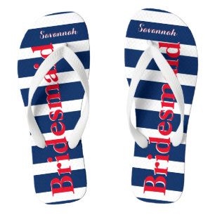 Personalised Maid of Honour Red White Blue Thongs