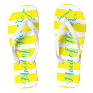 Personalised Maid of Honour Turquoise and Yellow Thongs