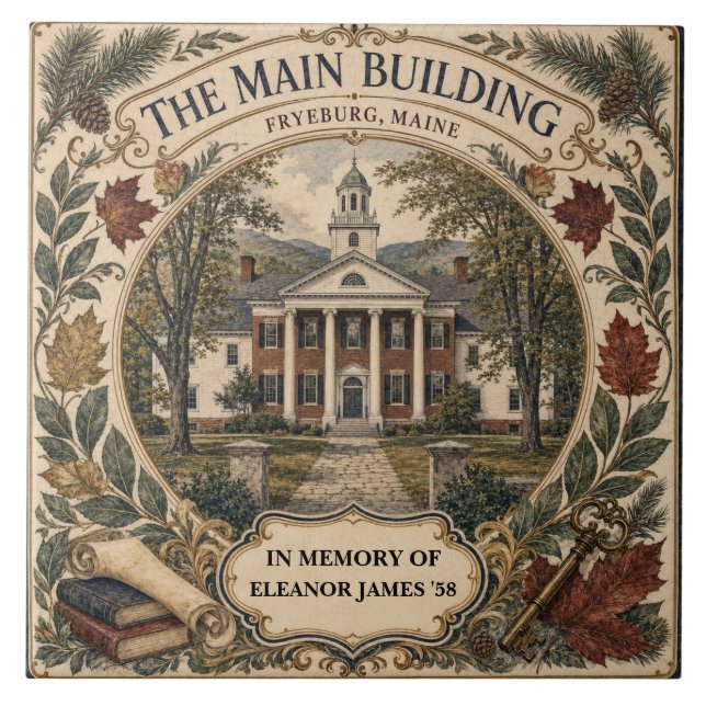 Personalised Main Building Fryeburg Maine Alumni Ceramic Tile (Front)