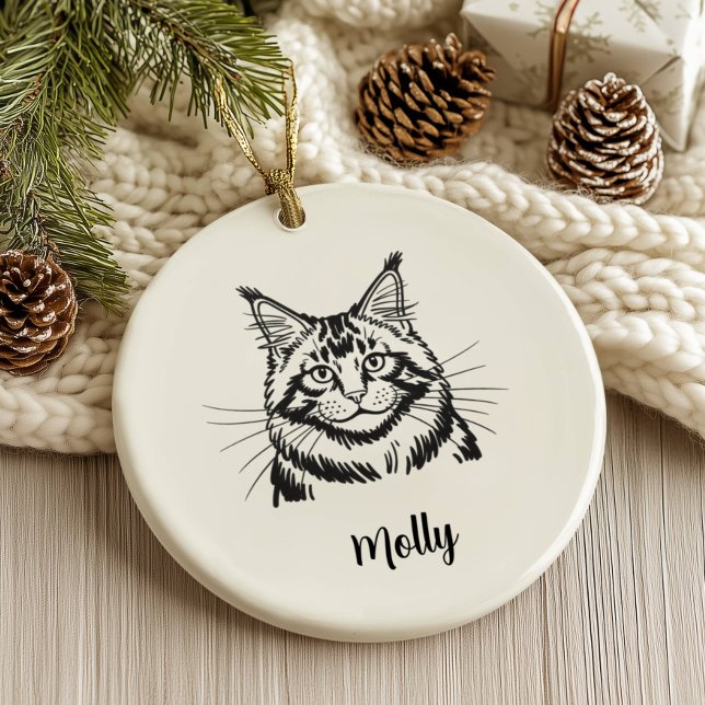 Personalised Maine Coon Cat Christmas Ceramic Ornament (Creator Uploaded)