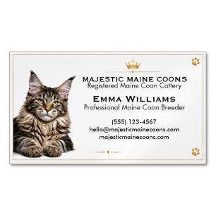 Personalised Maine Coon Cattery  Magnetic Business Card