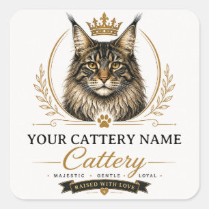 Personalised Maine Coon Cattery Sticker