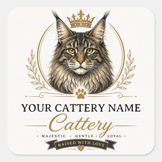 Personalised Maine Coon Cattery Sticker  (Front)