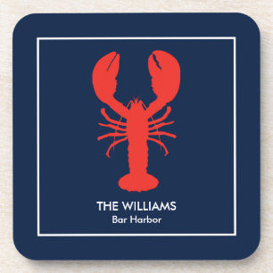 Personalised Maine Red Lobster Preppy - set of 6 Coaster