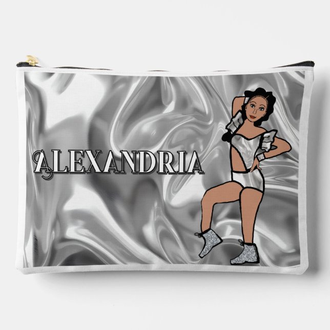Personalised Majorette Dancer Liquid Silver #2 Accessory Pouch (Front)