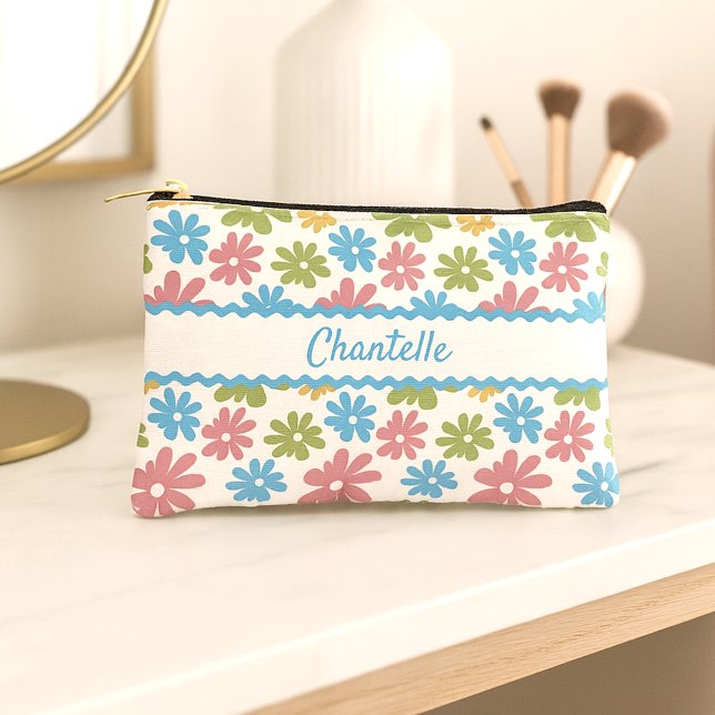 Personalised Makeup Bag With Retro Floral Pattern (Creator Uploaded)
