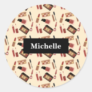 Personalised Makeup Cosmetics Pattern Cosmetology Classic Round Sticker