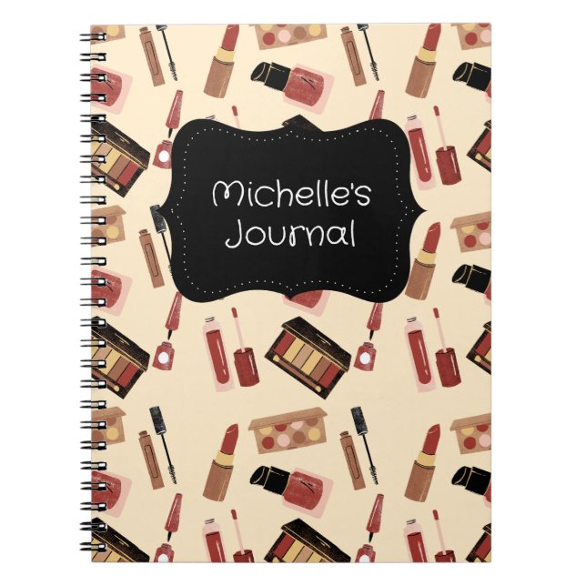 Personalised Makeup Cosmetics Pattern Cosmetology  Notebook (Front)
